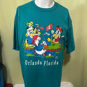 Vintage Orlando Florida Disneyworld Goofy Donald Duck Mickey Mouse Golf Men's Gr